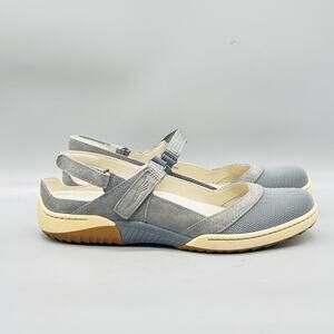 Dansko Shoes Womens 9.5 Gray Suede Mary Jane Slingback Sandals Walking Comfort